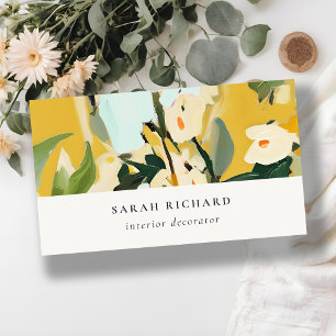 Chic Boho Colourful yellow Ochre Painted Floral Business Card