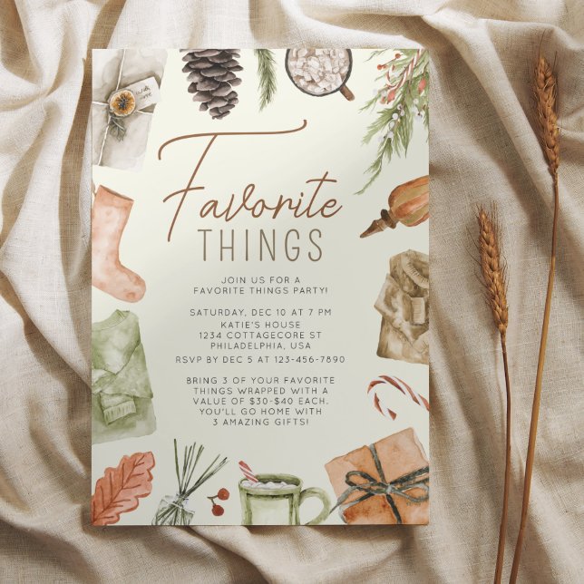 Chic Boho Cosy Holiday Favourite Things Party Invitation (Creator Uploaded)