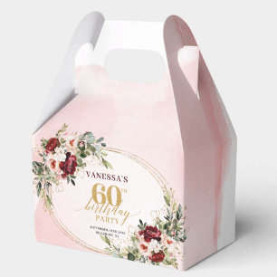 Chic Boho Deep Red Floral 60th Birthday Gift Box
