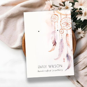 Chic Boho Dreamcatcher Watercolor Earring Display Business Card
