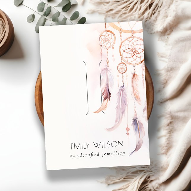 Chic Boho Dreamcatcher Watercolor Hairpin Display Business Card (Creator Uploaded)