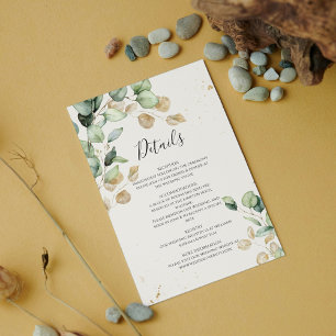 Chic & Boho Eucalyptus with Gold Details Wedding Enclosure Card