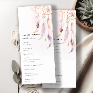 Chic Boho Feather Dreamcatcher Wedding Program Invitation