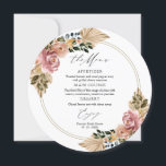 Chic Boho Floral Wedding Circle Menu Cards<br><div class="desc">Capture the essence of chic,  boho-inspired design with captivating,  moody earth tones and beautiful floral elements. Customise it effortlessly with your details.</div>