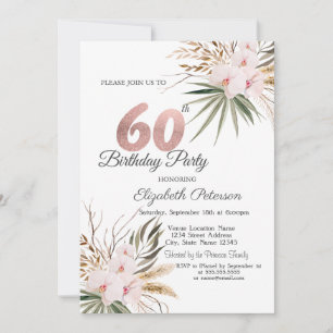 Chic Boho Flowers 60th Birthday Invitation