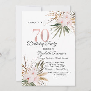Chic Boho Flowers 70th Birthday Invitation