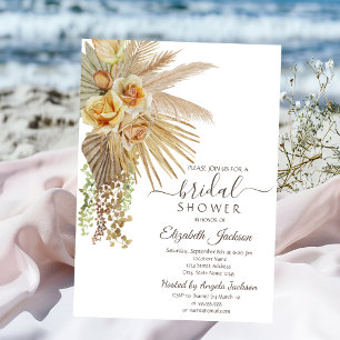 Chic Boho Flowers Bridal Shower   Invitation