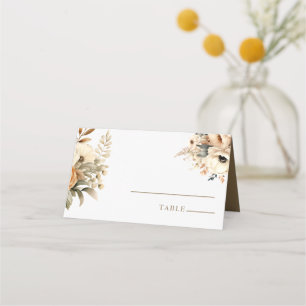 Chic Boho Flowers Fall Flowers Wedding Place Card