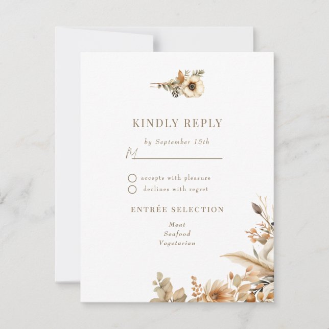 Chic Boho Flowers | Fall Flowers Wedding RSVP Card (Front)