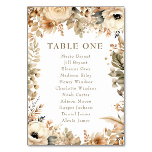 Chic Boho Flowers   Fall Flowers Wedding Table Number