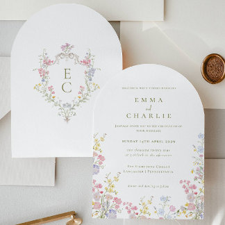 Chic Boho Garden Wildflowers Spring Summer Wedding Invitation
