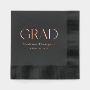 Chic Boho Grad Personalised Graduation Rose Foil Napkins