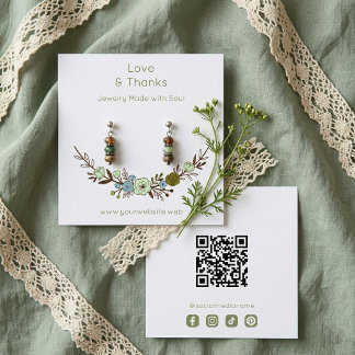 Chic Boho Green Floral Jewelry Card TMF26