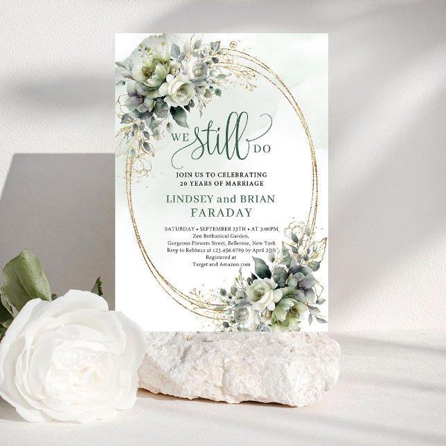 Chic Boho Greenery Gold Vow Renewal Invitation (Chic Boho Greenery Gold Vow Renewal Invitation)