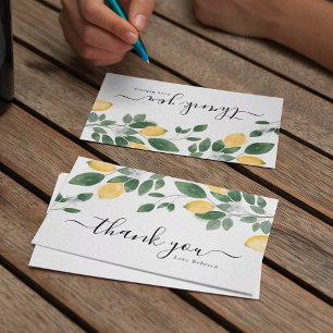 Chic Boho Lemon & Greenery Watercolor  Thank You Card