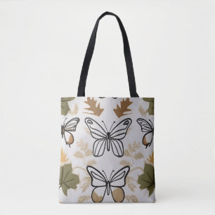 Chic boho line art abstract vector butterflies  tote bag