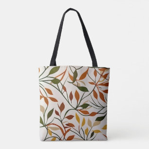 Chic boho line art autumn leaves vector abstract tote bag