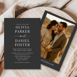 Chic Boho Minimalist Photo Wedding Invitation