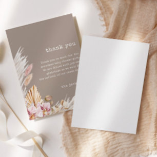 Chic Boho Pampas Grass Baby Shower Thank You Card