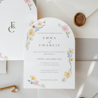 Chic Boho Pastel Wildflowers Spring Summer Wedding Invitation
