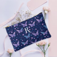 Chic Boho Purple Butterfly Pattern Monogram