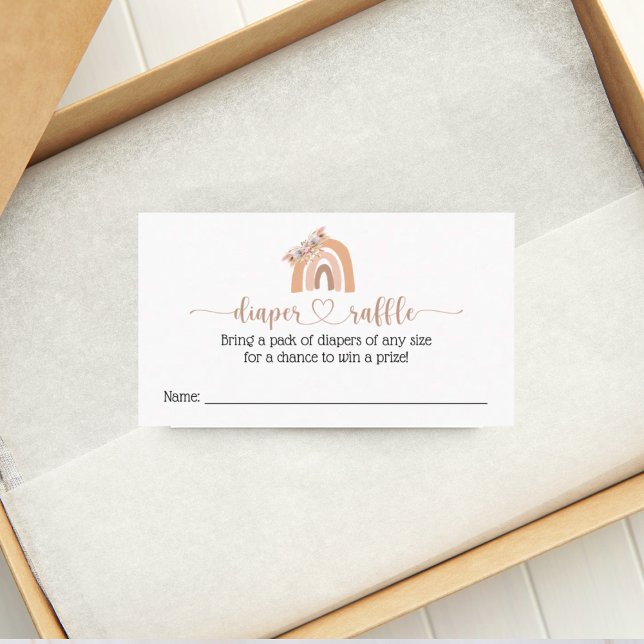 Chic Boho Rainbow Diaper Raffle Baby Shower Card (Creator Uploaded)