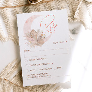 Chic boho rustic pampas floral moon rsvp invitation