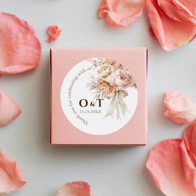 Chic Boho style Wedding Thank You Favour Sticker (Creator Uploaded)