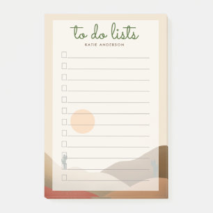 Chic Boho Terracotta Desert Cactus To do Lists Post-it Notes