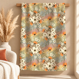 Chic Boho Terracotta Sage Wild Flowers Blanket