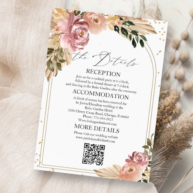 Chic Boho Wedding Details Enclosure Cards (Creator Uploaded)