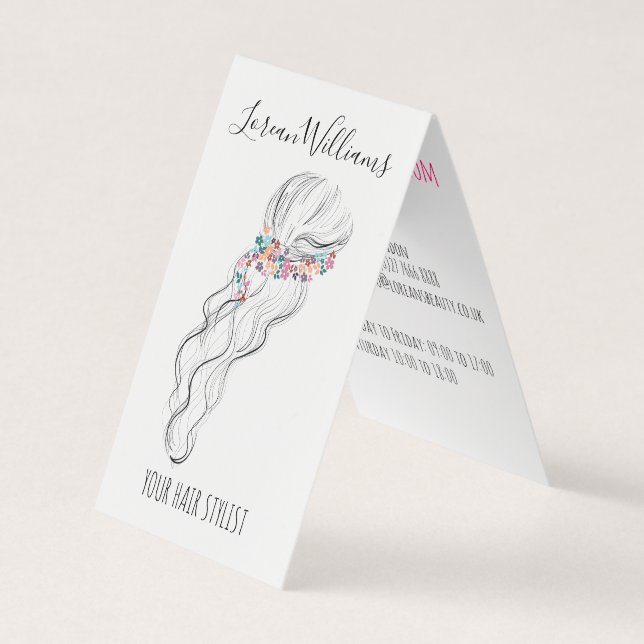Chic boho wildflower Wedding Hair Stylist floral Business Card (Front)