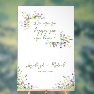 Chic Boho Wildflowers Script Large Wedding sign