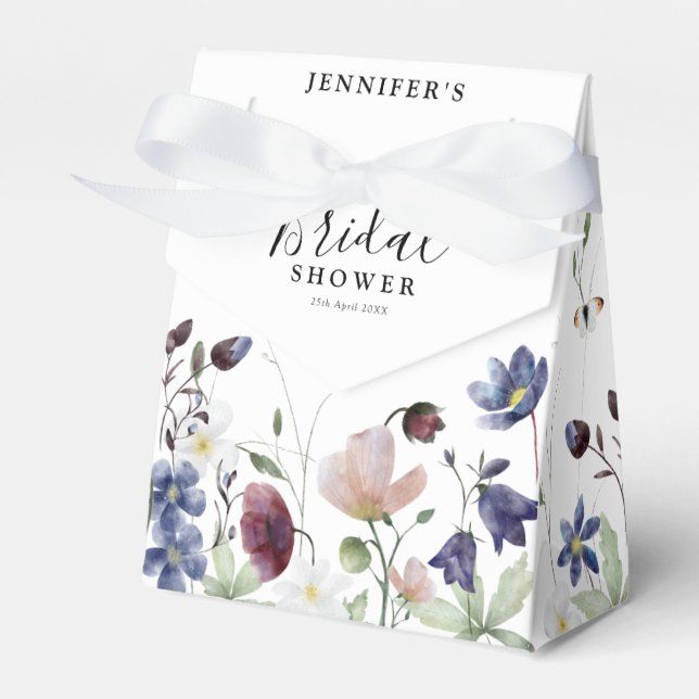 Chic Boho Wildflowers Wedding Bridal Shower Favour Box (Front Side)