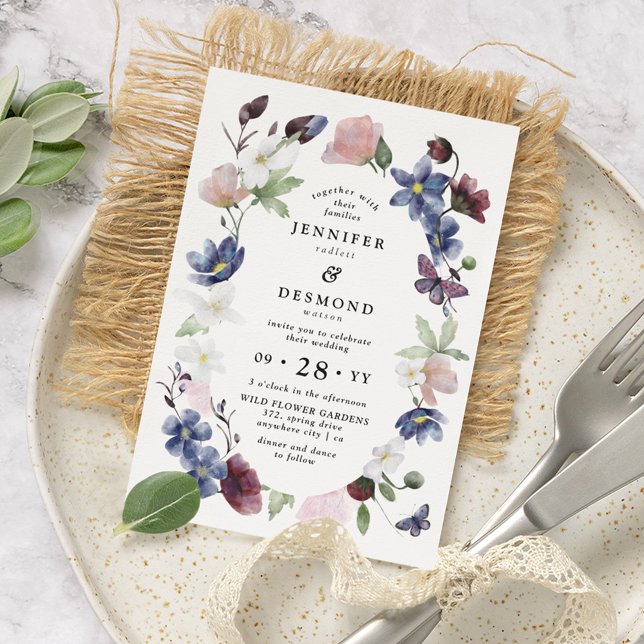 Chic Boho Wildflowers Wedding Invitation (Creator Uploaded)