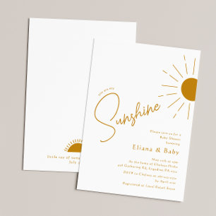 Chic Boho You Are My Sunshine Baby Shower Invitation