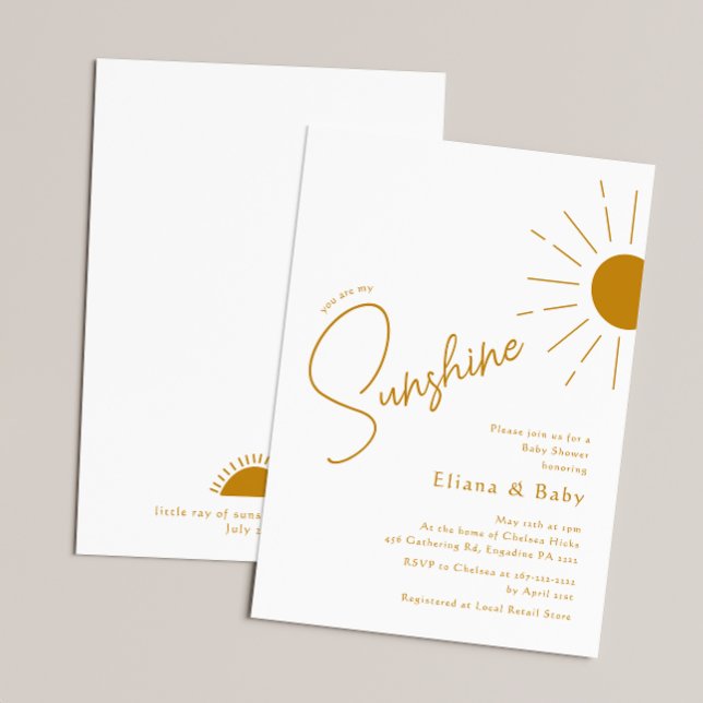 Chic Boho You Are My Sunshine Baby Shower Invitation (Creator Uploaded)