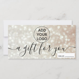 Chic bokeh gold glitter logo gift certificate