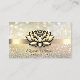 Chic Bokeh Gold,Lotus Yoga Instructor Business Card