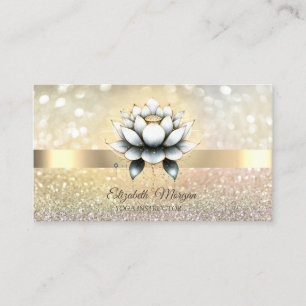 Chic Bokeh Gold,Stylish Lotus Yoga Business Card