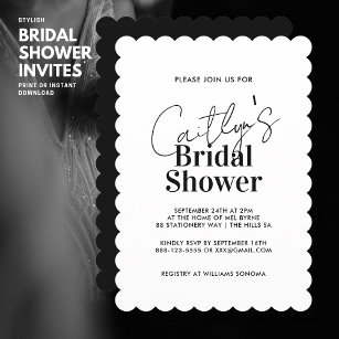 Chic Bold Black and White Bridal Shower Invitation