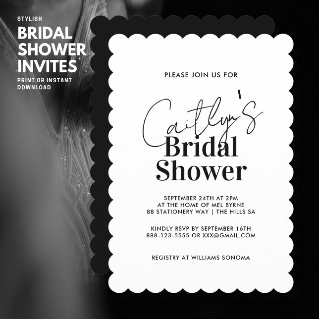 Chic Bold Black and White Bridal Shower Invitation (Creator Uploaded)