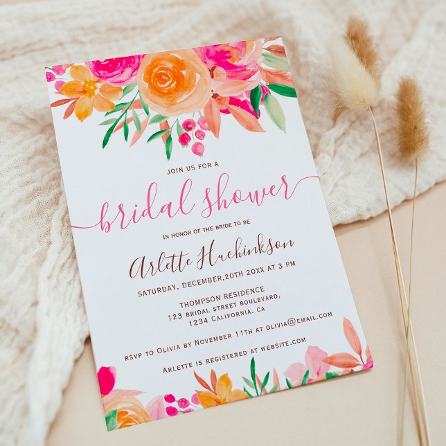 Chic Bold fall floral watercolor bridal shower Invitation (Chic Bold fall floral watercolor bridal shower Invitation)