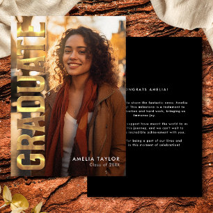 Chic Bold Gold Graduation Typography Photo Party Announcement