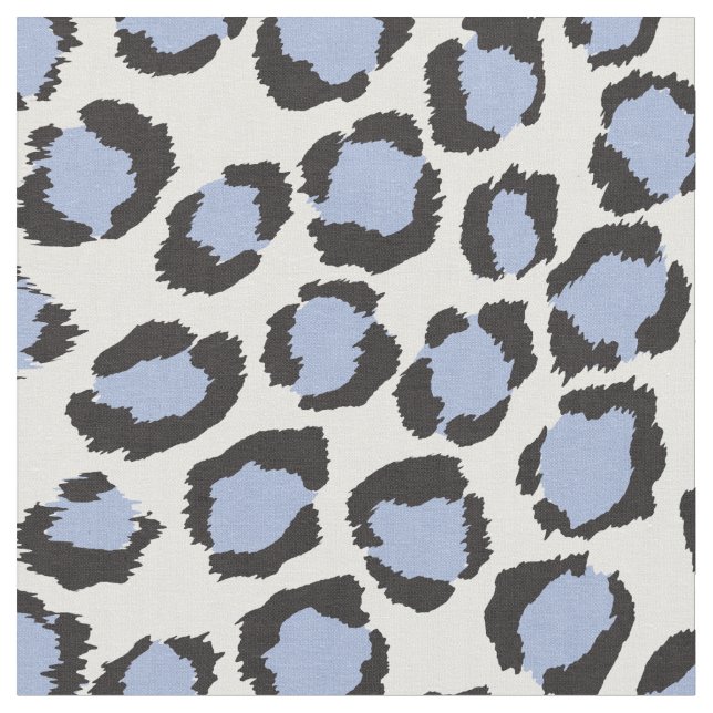 Chic bold light blue cheetah print pattern fabric (Close Up)