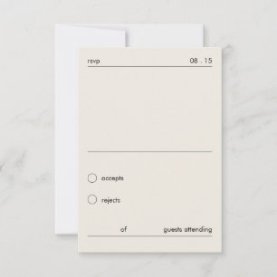 Chic Bold Minimalist Black and Ivory Wedding RSVP  Card