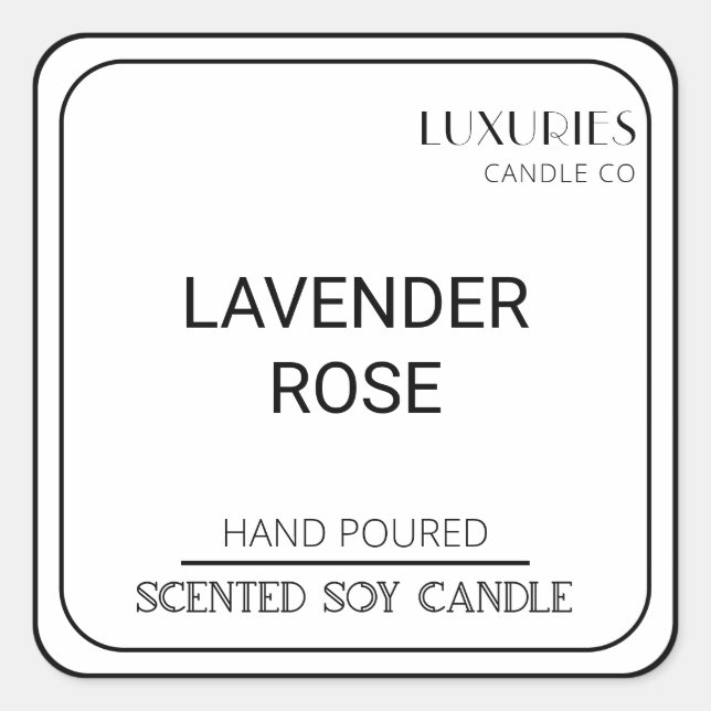 Chic Bold Modern Black And White Soy Candle Label (Front)