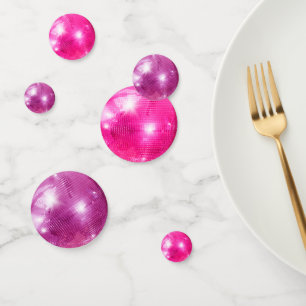 Chic Bold Pink Glitter Retro Disco Balls Wedding Confetti