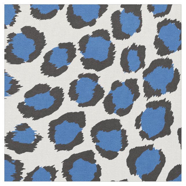 Chic bold teal blue cheetah print pattern fabric (Close Up)