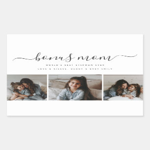 Chic Bonus Mom Photo White Rectangular Mothers Day Sticker